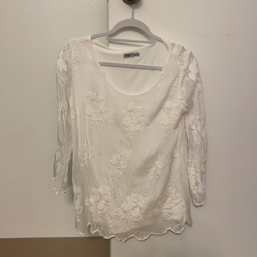Flowy floral white blouse